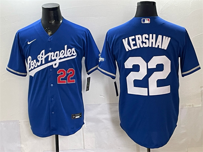 Men's Royal Los Angeles Dodgers #22 Clayton Kershaw Alternate Stadium Stitched Baseball Jersey